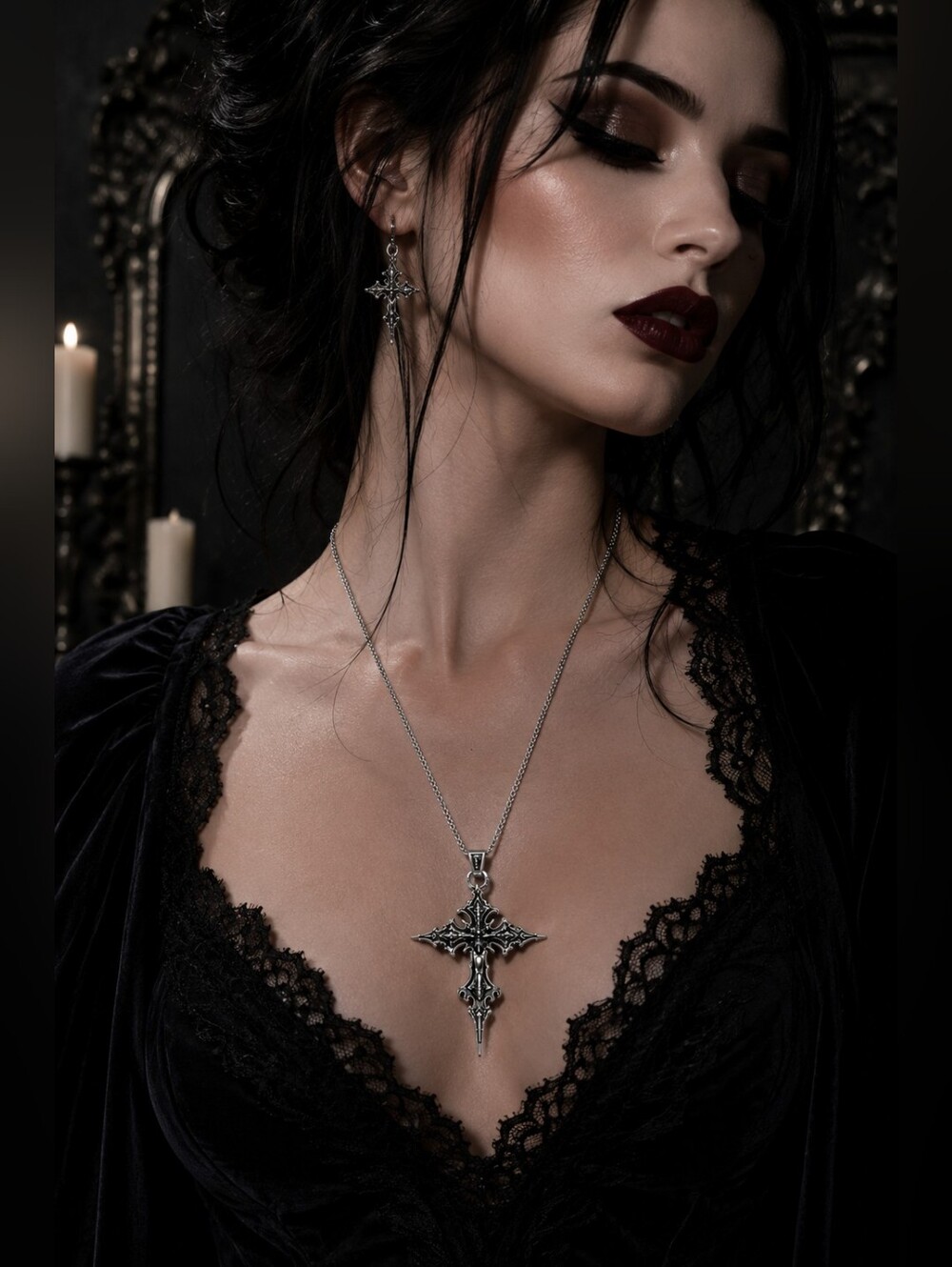 Gothic Skull Jesus Cross Pendant Necklace Silver Tone Catholic Punk Christian 22